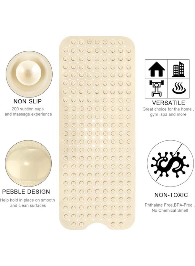 MunKan Non Slip Bath Mat Shower Massage Mat , Bathtub Mat Bathroom Bathtub Mat with Suction Cups and Drain Holes  40x16in,( Beige ) - Image 3